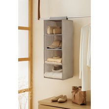 Özbience 4 Katlı Gri Balıksırtı Askılı Dolap Içi Katlanır Organizer