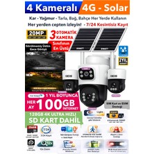 IDS 3 Otomatik 4 Kameralı 20MP 4g Güneş Enerjili Solar Güvenlik Kamerası 128GB Sd Kart 1200GB Internet
