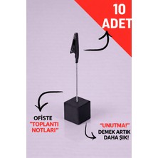 10'lu Metal Not Tutucu Metal Kıskaçlı Notluk Siyah Masaüstü Not Tutacağı