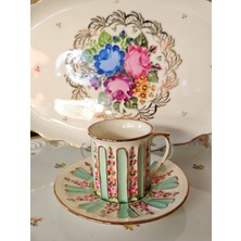 Manushum El Boyama Porselen Hercai Kahve Fincanı-Mint 1 Adet