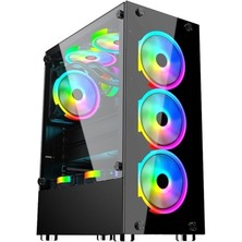 Gameforce Oyuncu Kasası 6X120MM Rainbow Fanlı Şeffaf Yan Panel Özelliği ile ATX Desteği
