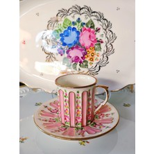 Manushum El Boyama Porselen Hercai Kahve Fincanı-Pembe 1 Adet