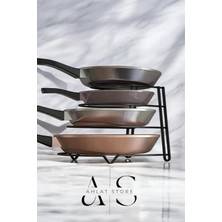 Özbience Metal Krom Tava Rafı, Siyah Düzenleyici ve Organizer Mutfak Rafı