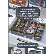 Özbience 3'lü Bölmeli Çok Amaçlı Düzenleyici Set, Antrasit Renk