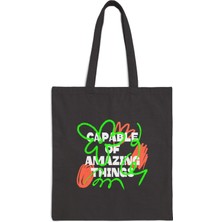 Tişört Kodu Capable Of Amazing Things – Gabardin Fermuarlı Tote Çanta