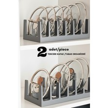 Özbience 2 Adet Çok Amaçlı Düzenleyici Plastik Tabak ve Tava Kapaklığı Seti