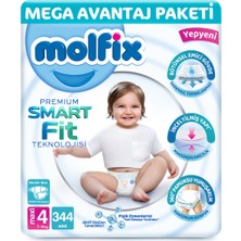 Molfix Premium Smart Fit Mega Avantaj Paketi 4 Beden Maxi 344 Adet