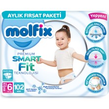 Molfix Premium Smart Fit Aylık Fırsat Paketi 6 Beden Extra Large 102 Adet