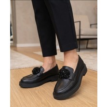 PYNARE VİERİS KALIN TABANLI SİYAH TAŞI LOAFER AYAKKABI