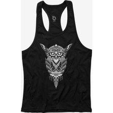 Bluu Owl Siyah Fitness Gym Tank Top Sporcu Atleti Nefes Alabilir Kumaş ile Konforlu Kullanım