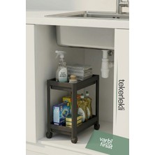 Özbience Çift Katlı Tekerlekli Çok Amaçlı Mutfak ve Banyo Rafı