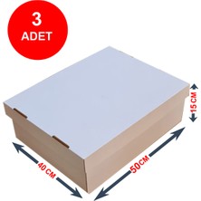 KutuTR 40 x 50 x 15 Pasta Kutusu 3 Adet | Çok Amaçlı Taşıma Kutusu | Yaş Pasta Kutusu Beyaz