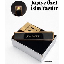 Kişiye Özel Isim Baskılı USB Şarjlı Siyah Elektronik Çakmak