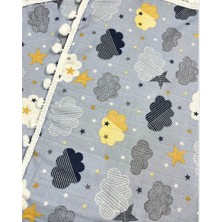 Berço Yeni Doğan %100 Pamuk Çift Taraflı Kenarı Ponponlu Desenli Müslin