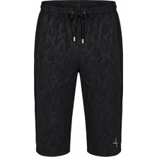 Haşema Kamuflaj Desenli File Detaylı Siyah Uzun Erkek Havuz ve Deniz Şortu 6009