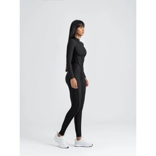 Lismina Siyah Sculpt Line Uzun Kollu Spor Tayt Tulum