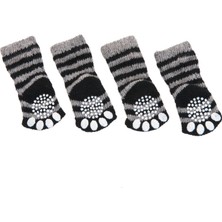 Karlie Hnrlishp Karlıe Köpek Çorabı 4lü S 45X35MM Gri-Siyah