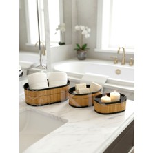 Özbience Bambu 3’lü Oval Düzenleyici Kutular, Şık ve Organize Saklama Seti