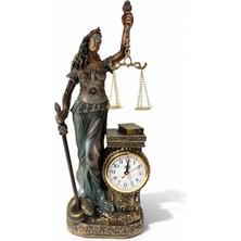 Marsilyan 44X17 cm Polyester Saatli Adalet Figürü