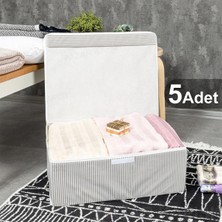 Özbience 5'li Çok Amaçlı Kapaklı Kutu Baza, Boy Gri, 50X40X19 cm