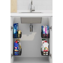 Özbience 4'lü Tezgah Altı Düzenleyici Set, Yapışkanlı Raf, Deterjanlık, 27 cm