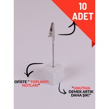 10'lu Metal Not Tutucu Metal Kıskaçlı Notluk Mermer Desenli Masaüstü Not Tutacağı