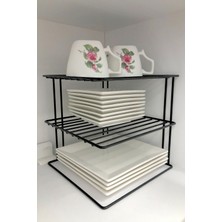 Özbience Siyah 3 Katlı Çok Amaçlı Mutfak Düzenleyici Raf ve Tabaklık