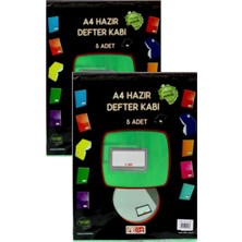 Glanart Buzlu Yeşil Hazır Kitap Kaplığı A4 Boy  Kendinden Yapışkanlı Ayarlabilir Tasarım, Etiketli 10 Adet