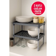 Özbience Çiftli Raf Yükseltici, Dolap Içi Düzenleyici, Antrasit Renk