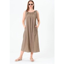 Sortie Collection Yaka Bağcıklı Büzgülü Elbise