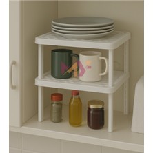 Özbience 2'li Dolap Içi Düzenleyici Kare Yükseltici Raf Seti, Istiflenebilir Organizatör