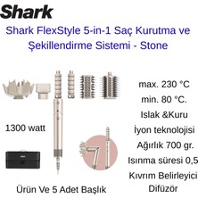 Shark Flexstyle 5-In-1 Saç Kurutma ve Şekillendirme Sistemi Stone + Erkek Tarama Fön Fırça Serisi  Hediye