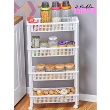 Özbience 4 Katlı Tekerlekli Mutfak ve Banyo Düzenleyici, Çok Renkli Sepet