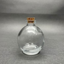 Özbience 50 ml Yuvarlak Cam Şişe, Mantar Tıpalı, Şeffaf ve Şık Tasarım