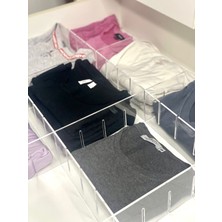 Özbience Şeffaf Pleksi Dolap Raf ve Çekmece Düzenleyici, 2'li, 44X8 cm