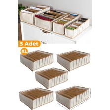 Özbience 5'li Bej Çizgili Çekmece Içi Organizer, Xlarge 30X39X14 cm