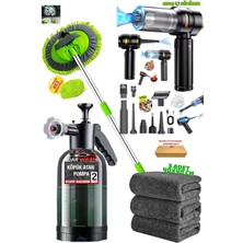 Stanvolt Lüxset-Köpük Atan Pompa & Akülü Araç Süpürgesi & Mikrofiber Araba Yıkama Fırçası