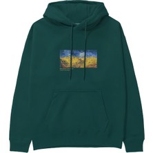 The Lucid Lab Buğday Tarlası ve Kargalar Hoodie - Koyu Yeşil