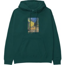 The Lucid Lab Café Terrace At Night Hoodie - Koyu Yeşil