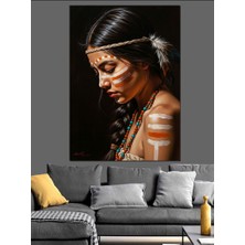 Tablomega Boyalı ve Otantik Kızılderili Kadın Dekoratif Kanvas - Mdf Ahşap Tablo