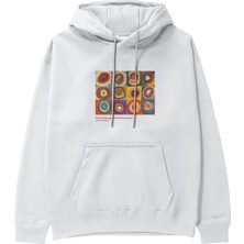 The Lucid Lab Color Study, Squares With Concentric Circles Hoodie - Beyaz