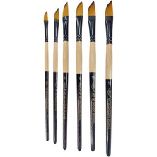 River Habico 6'lı Sentetik Akrilik Fırça Seti, Karışık Renkli, Yağlı Boya Için, 15 cm Sap Uzunluğu, 2.5 mm Fırça Genişliği, Standart Boy