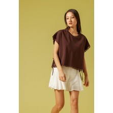 Nisan Triko Dantel Detaylı Pamuklu T-Shırt