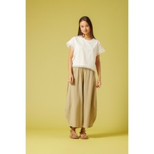 Nisan Triko Dantel Detaylı Pamuklu T-Shırt