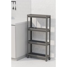 Online Home Market Deyhome Tekerlekli Dikdörtgen 4 Katlı Raf Ünitesi – Banyo & Mutfak Düzenleyici Organizer