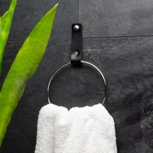 River Deri Havlu Askısı, Ikili Metal Kulplu Havlu Askısı - Gümüş