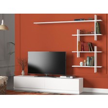 Dekorister Ahenk Duvar Raflı Tv Ünitesi Beyaz