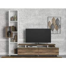 Dekorister Tulip Kitaplıklı Tv Ünitesi Beyaz-ceviz