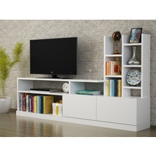 Dekorister Dolunay Kitaplıklı Tv Ünitesi Beyaz