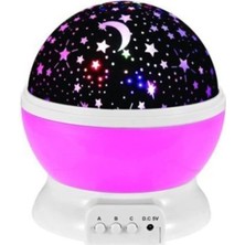 River Star Yıldızlı Gökyüzü Projeksiyon Gece Lambası Motorlu Döner Işık Pembe